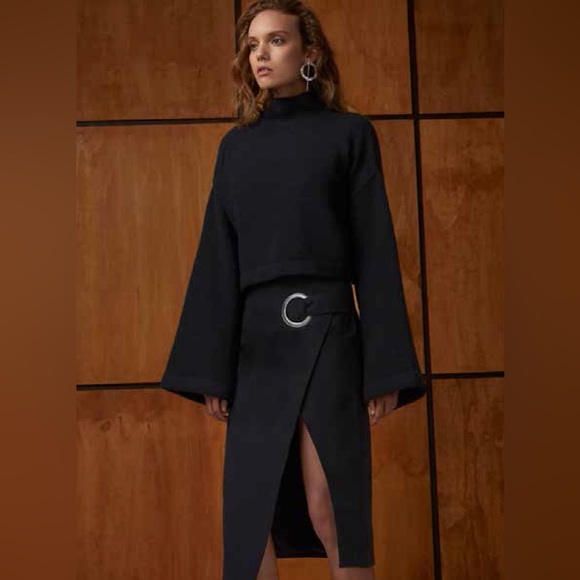 C/MEO Collective Black Pencil Skirt with Silver Crescent Detail - Picture 3 of 5